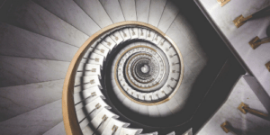 Looking down a spiral staircase into the unknown